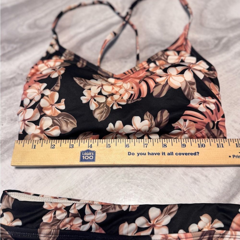 Hurley Women's Tropical Floral Bikini - Black and Tan - Picture 4 of 7